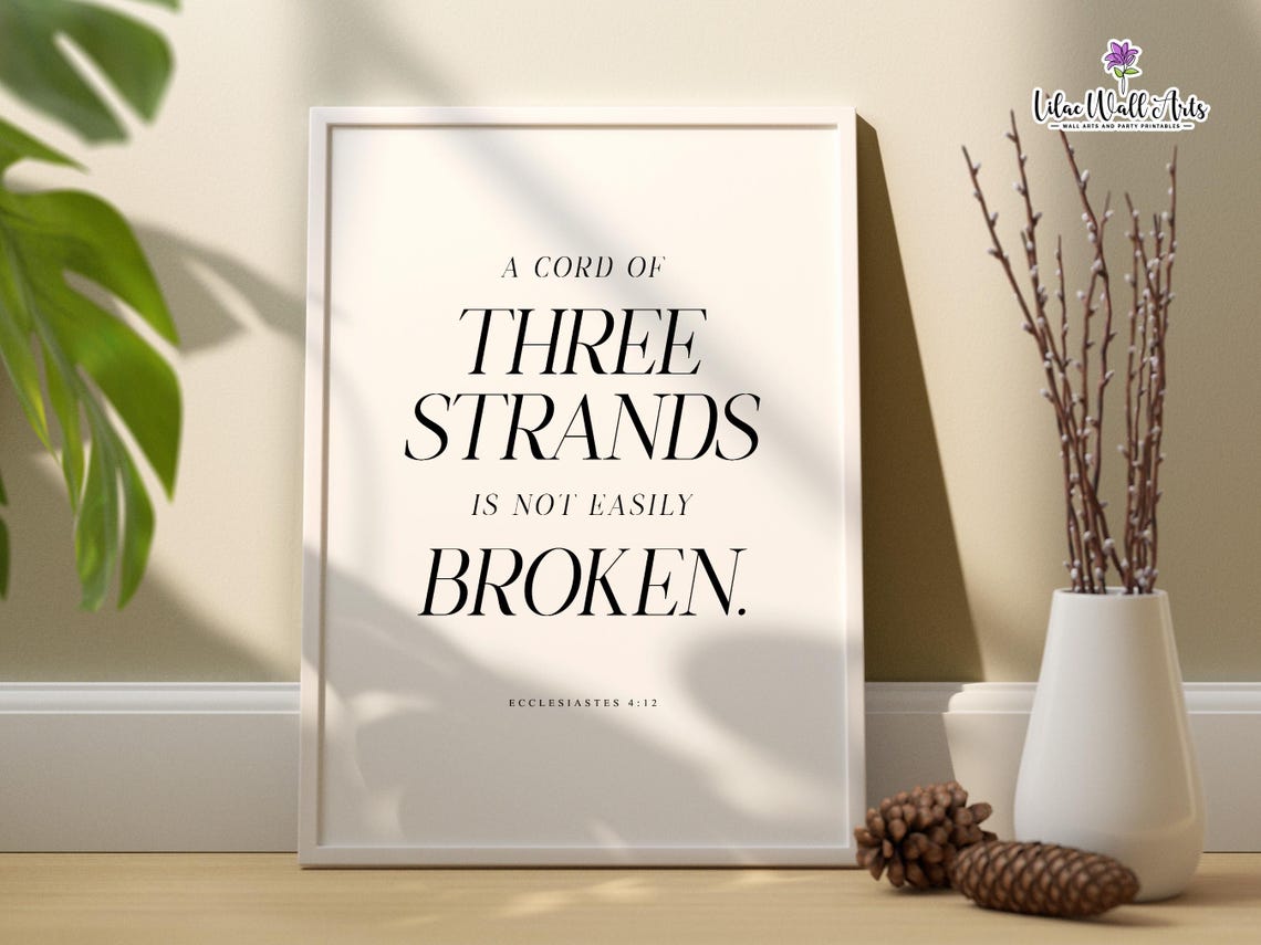 A Cord Of Three Strands Ecclesiastes 4:12 Wedding Verse Poster Art - Image 2