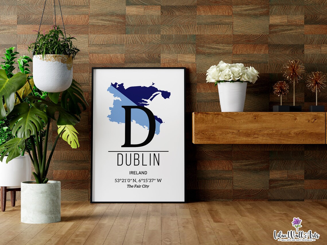 Dublin Ireland Map Fair City Monogram Blue Map Art Travel Poster - Image 4