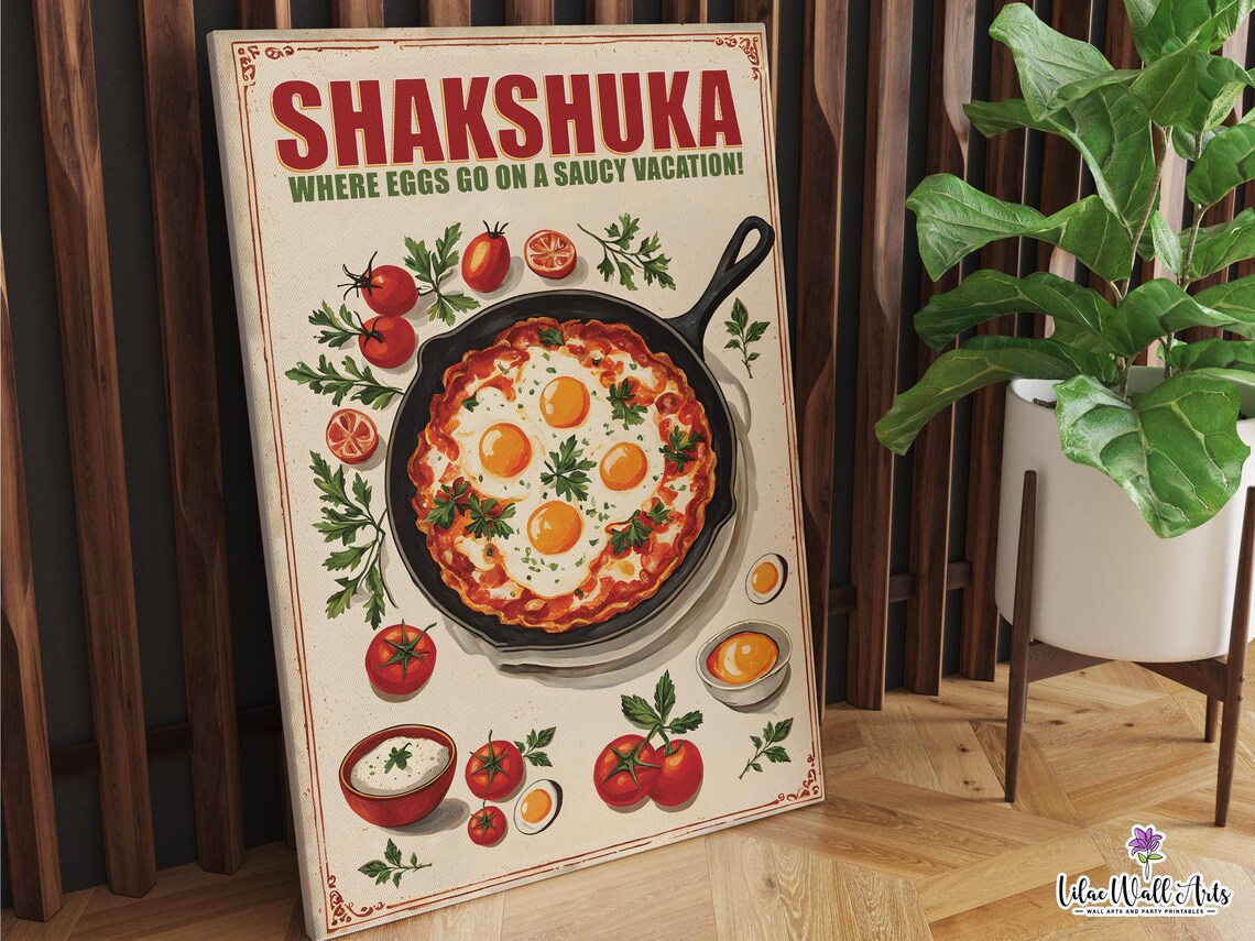 Shakshuka Retro Cafe Poster, Mediterranean Brunch Art - Image 2