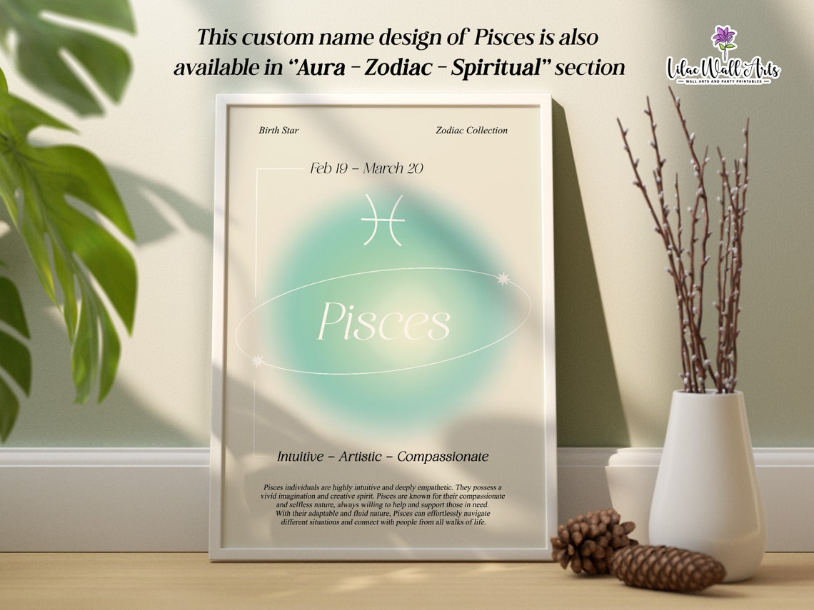 Personalized Pisces Zodiac Aura Poster Custom Name Birthday Gift - Image 4