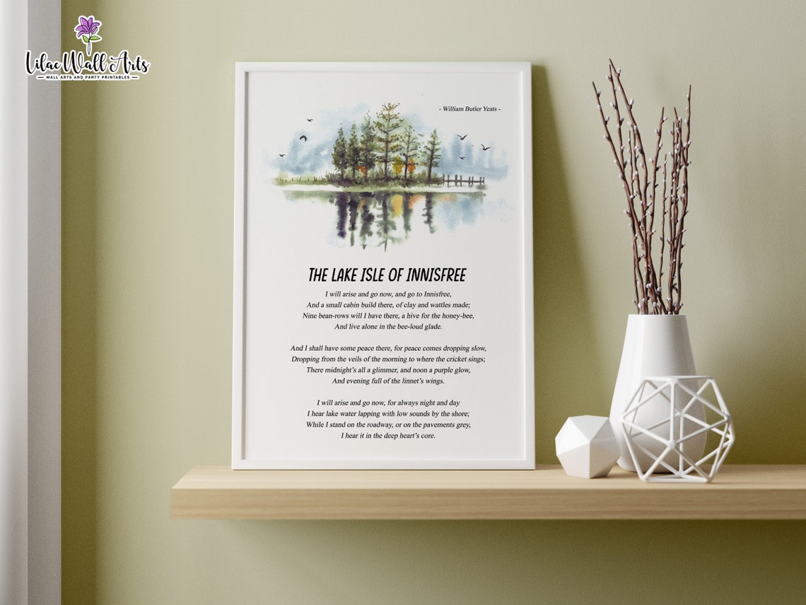 The Lake Isle Of Innisfree Poem Poster W B Yeats Literary Posters Poetry Lover Gift From Ireland Irish Writer Poetry Wall Art Poem Art - Image 5