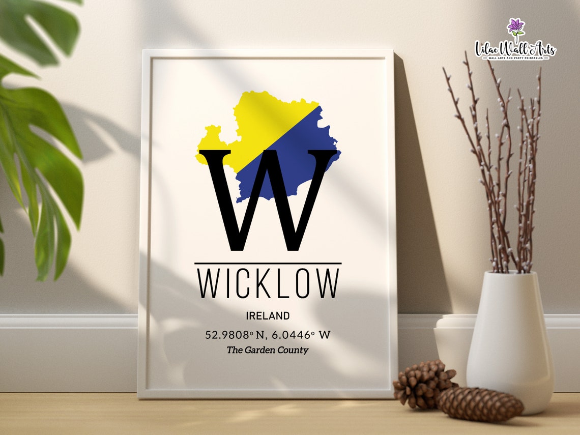 Wicklow Ireland County Map GPS Coordinates Garden County Poster