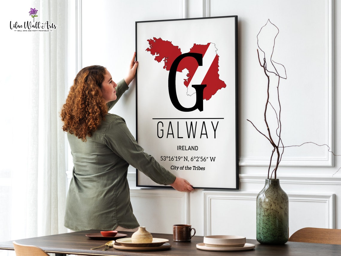 Galway City Map Of Galway Print Galway Art Print Galway Travel Galway Gifts Galway Ireland Galway Wall Art County Galway Poster - Image 2