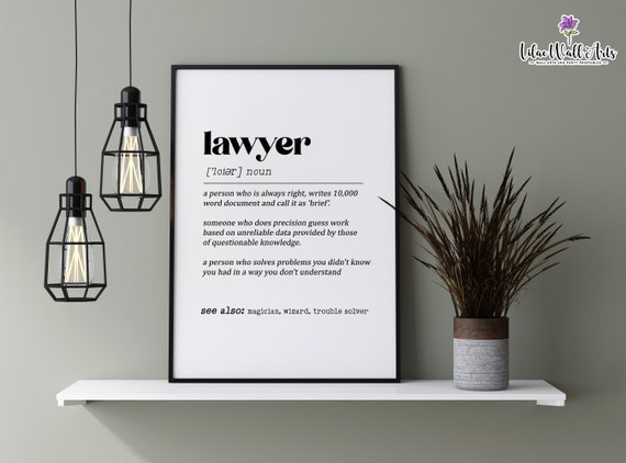 Lawyer Definition Print, Lawyer Office Decor
