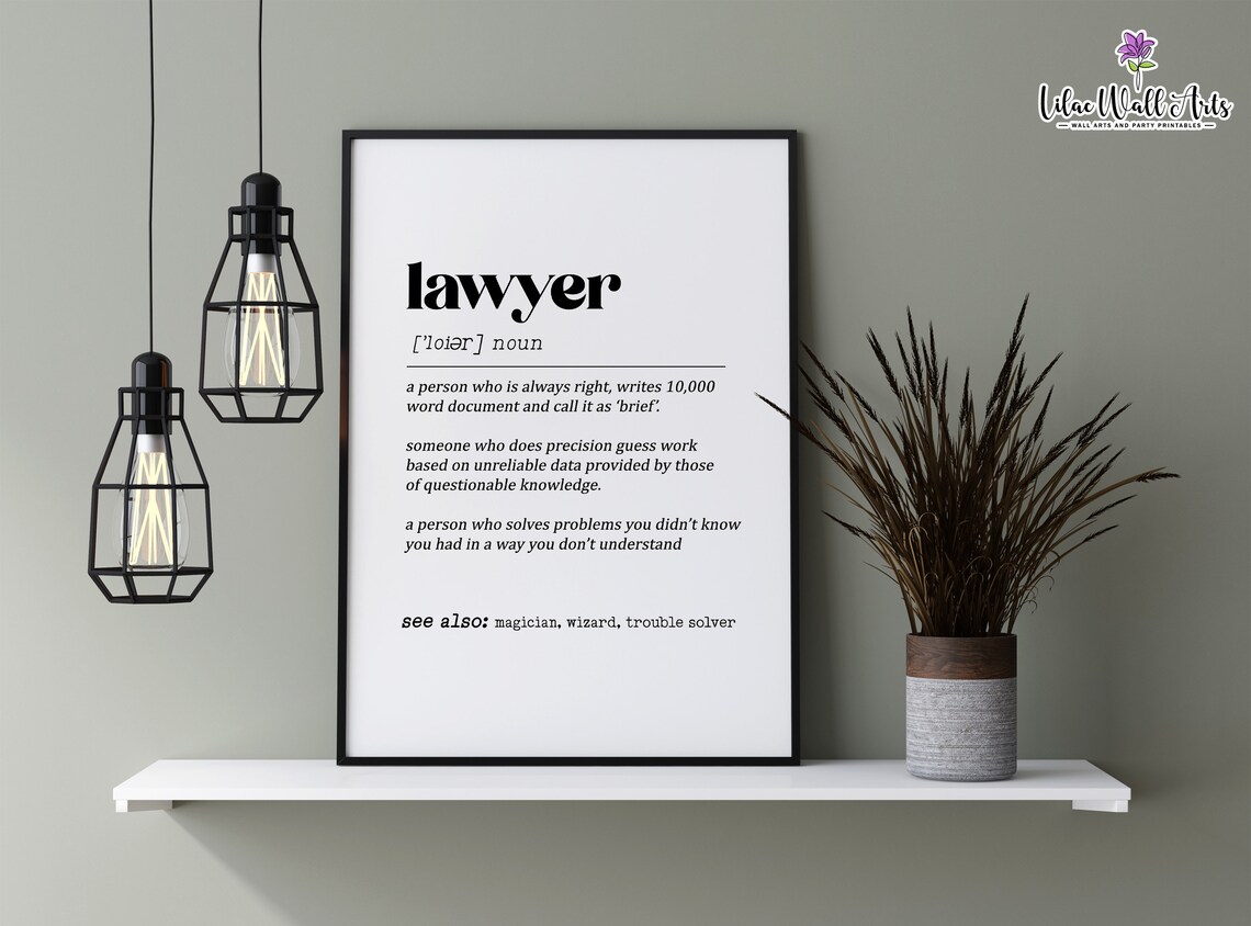 Lawyer Definition Print, Lawyer Office Decor