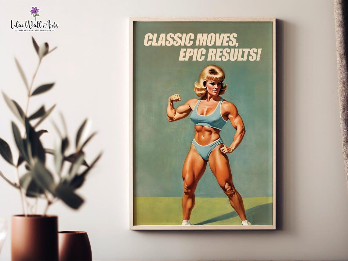 Classic Moves Epic Results Retro Bodybuilder Gym Motivation Art Poster