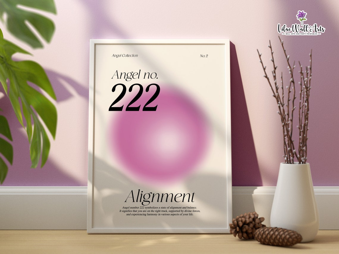 Angel Number 222 Alignment Purple Aura Balance Harmony Quote Poster - Image 5