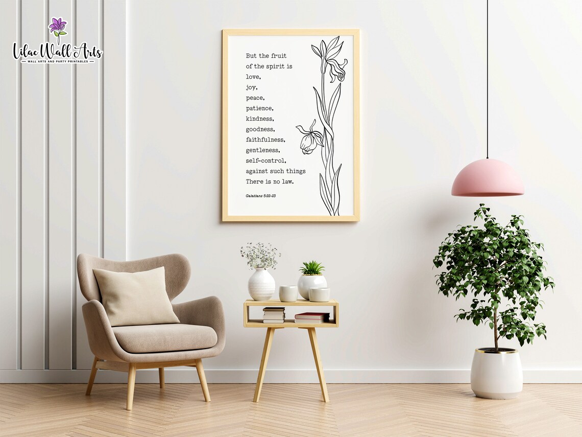 Fruit of the Spirit Galatians Botanical Line Art Scripture Print - Image 4