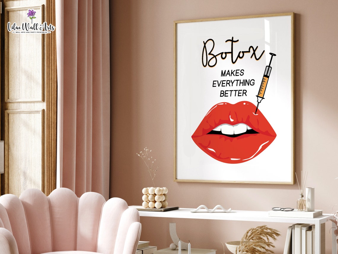 Botox Makes Everything Better Funny Red Lips Beauty Quote Poster - Image 6