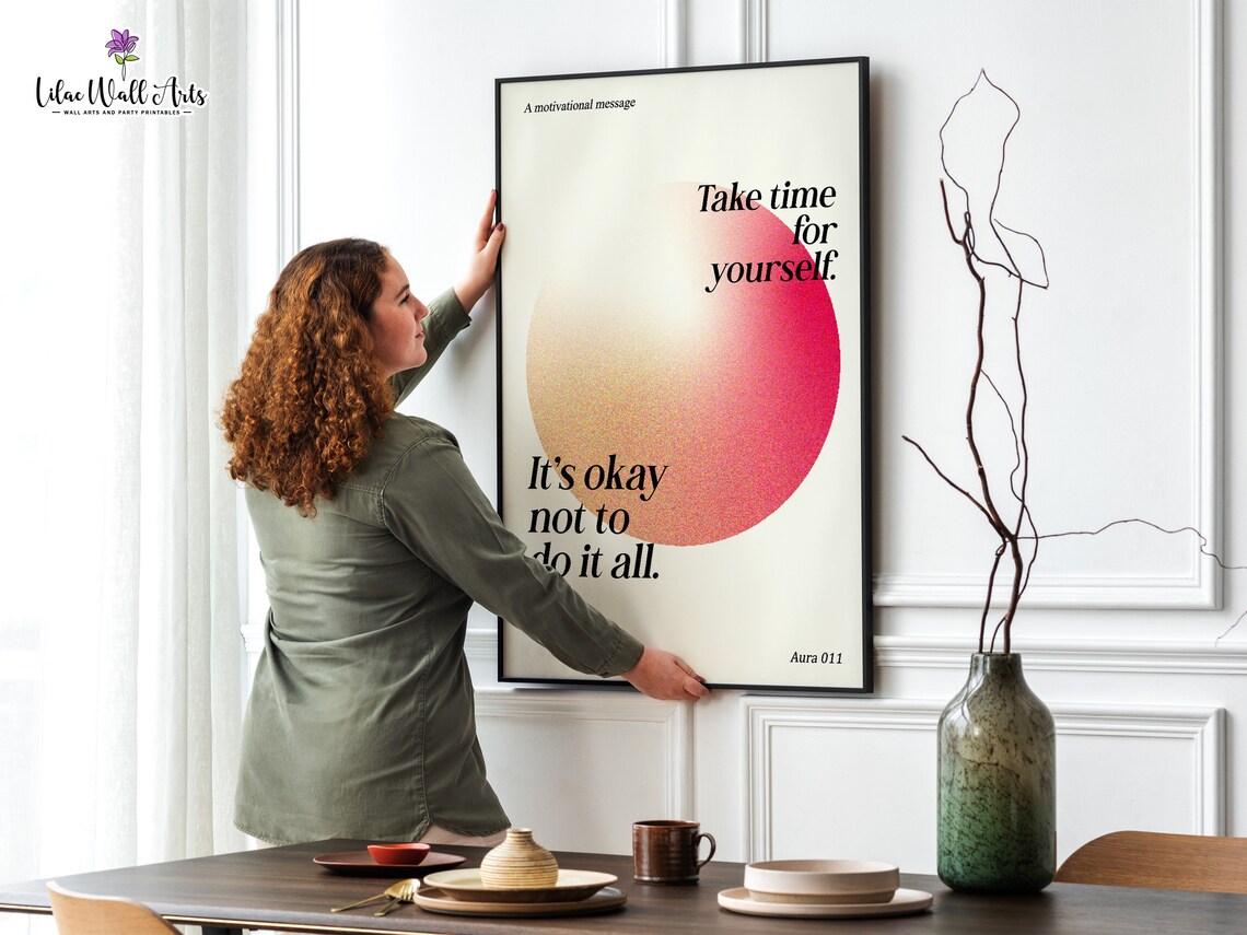 Take Time For Yourself Pink Aura Motivational Quote Self Care Poster - Image 2