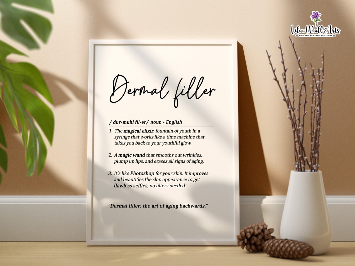 Dermal Filler Script Definition Funny Clinic Aesthetic Wall Print Art