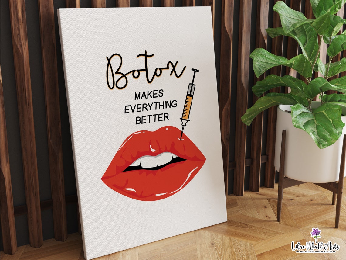Botox Makes Everything Better Funny Red Lips Beauty Quote Poster - Image 3
