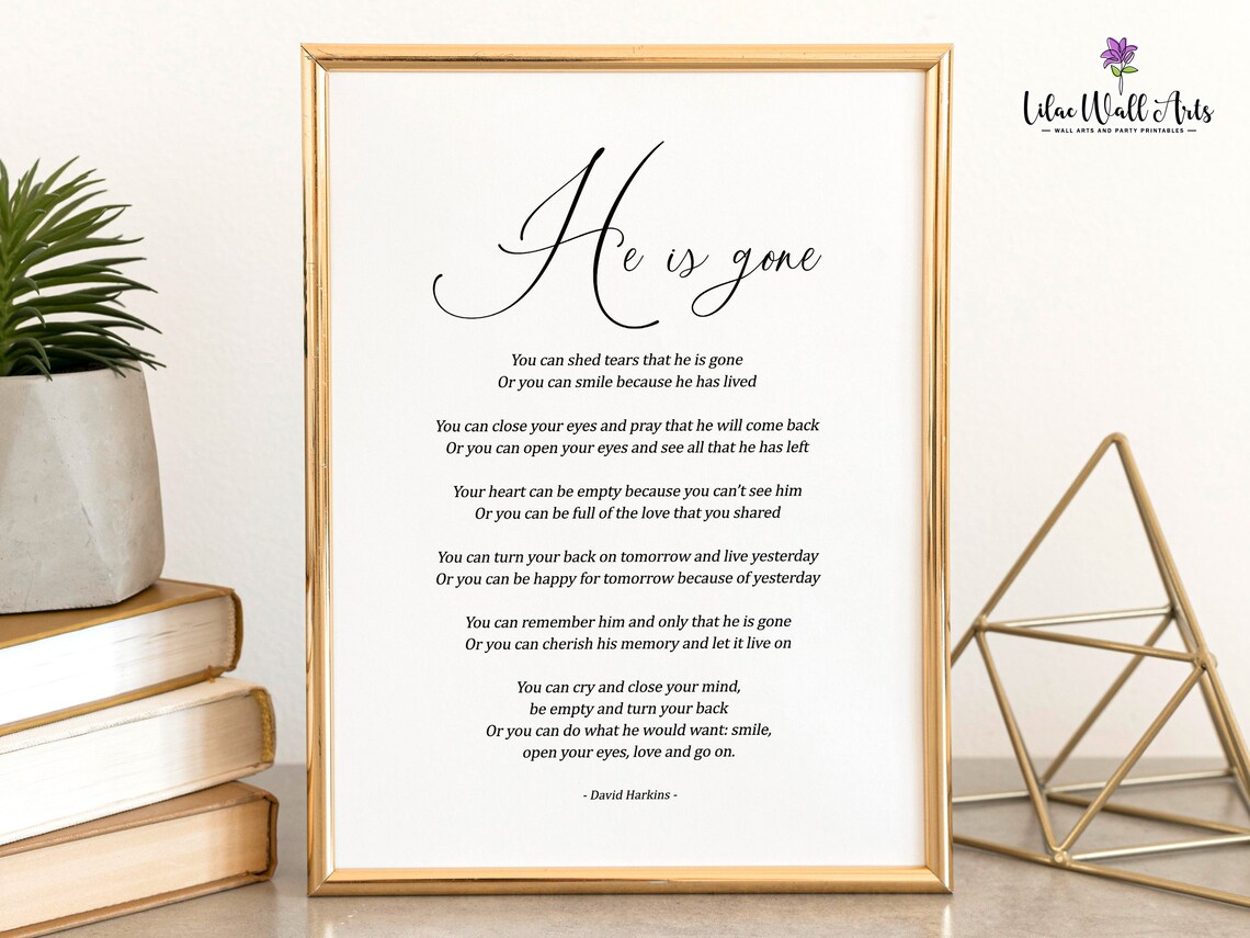 He Is Gone David Harkins Memorial Poem Poster Sympathy Grief Gift - Image 6