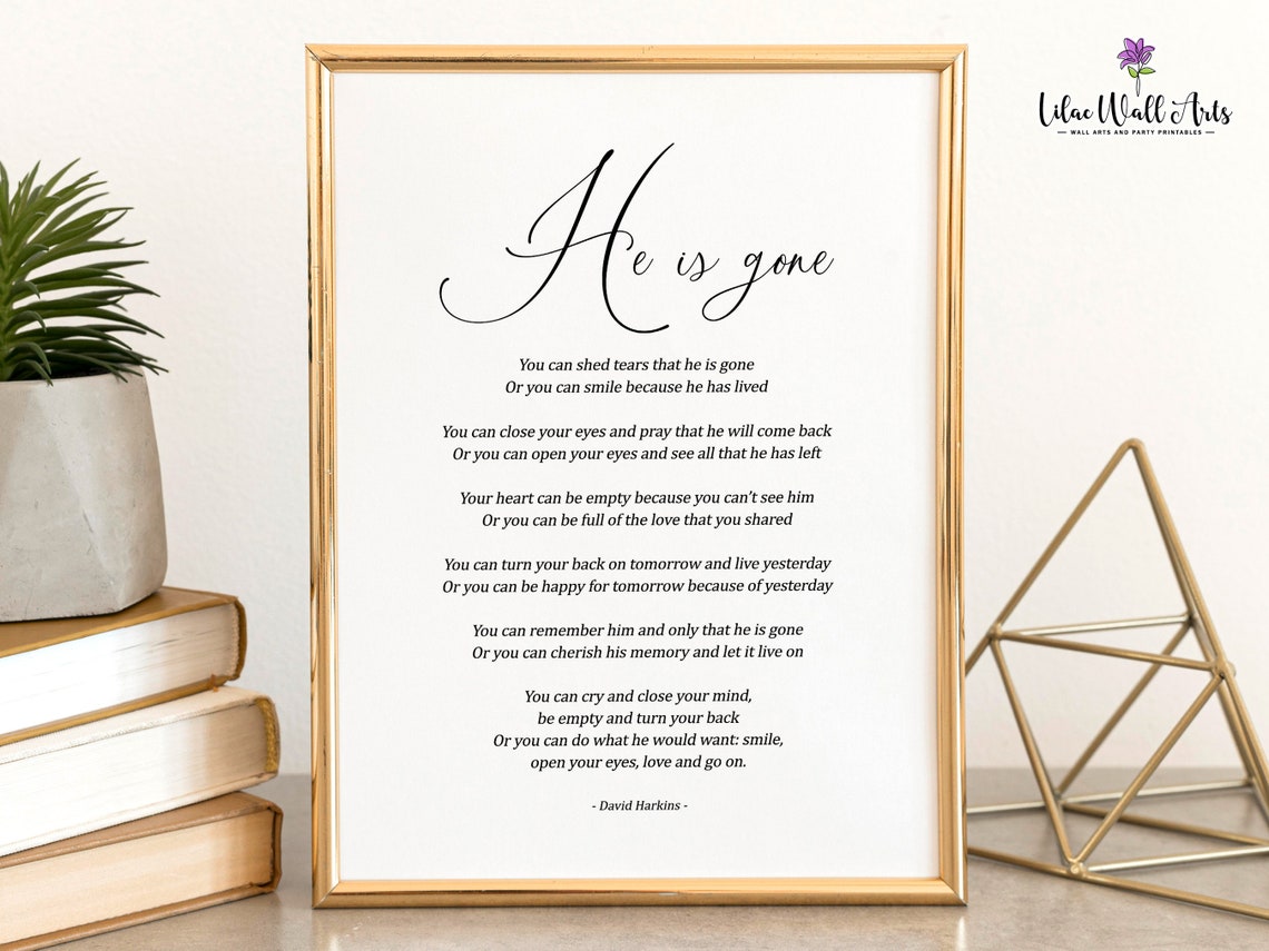 He Is Gone Poem Print Memorial Gift Sympathy Gift Bereavement Poem Remembrance Funeral Favors Funeral Thank You Funeral Gift Grief Loss - Image 6