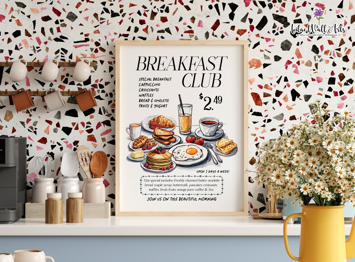 Breakfast Club Croissant Brunch Kitchen Art Print