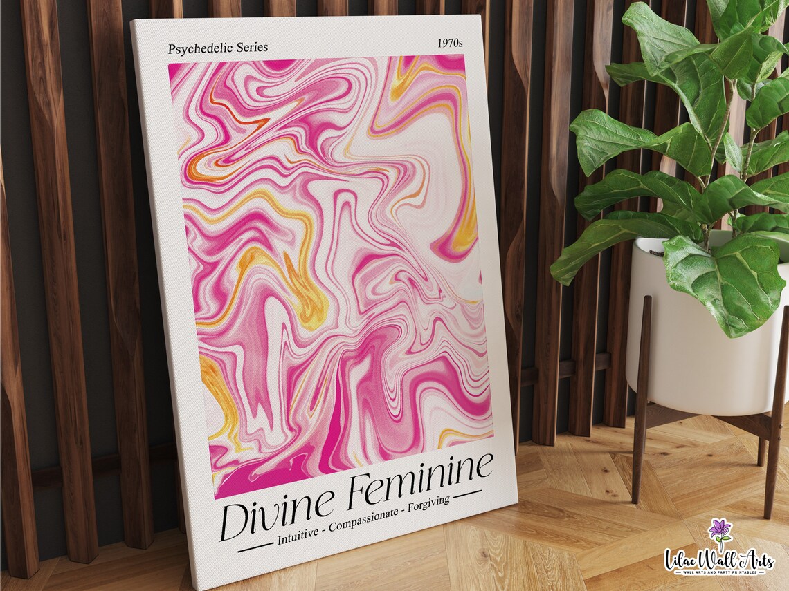 Divine Feminine Psychedelic Pink Marble Swirl Retro Art Poster - Image 5