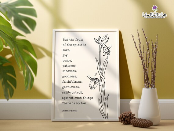 Fruit Of The Spirit Galatians 5 22 Bible Verse Wall Art Scripture Wall Art Botanical Print Christian Gift Christian Wall Dcor