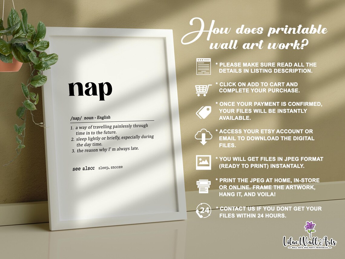 Nap Definition Sign Funny Bedroom Wall Art Print - Image 2