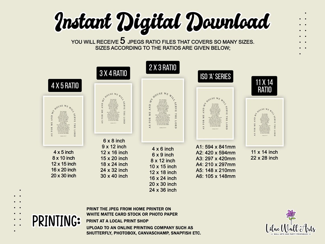 Joshua 24:15 Christian Home Decor Art Print - Image 3