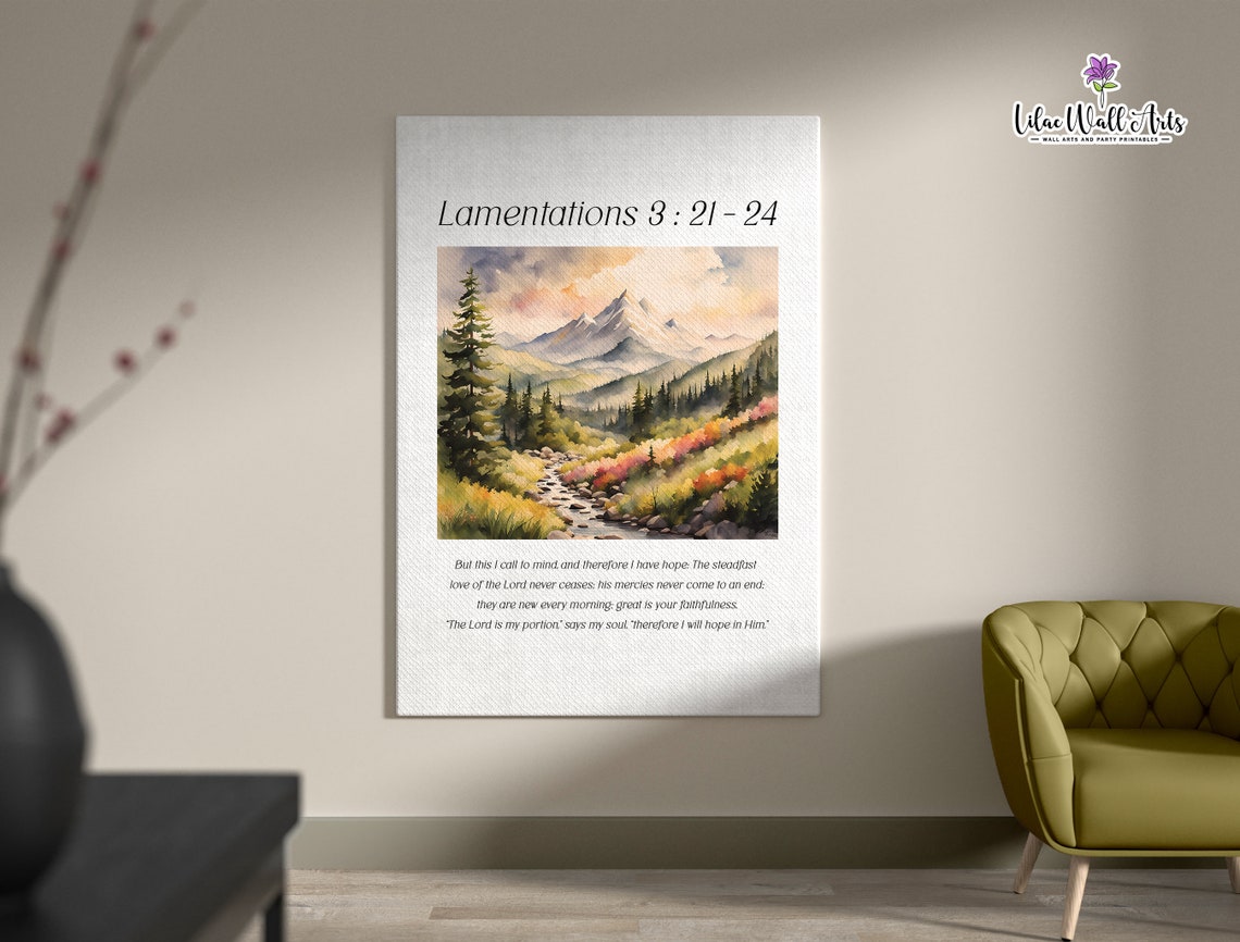 Lamentations 3 23 Print Christian Home Dcor Scripture Faith Wall Art Christian Wall Dcor Modern Christian Print Verse - Image 2