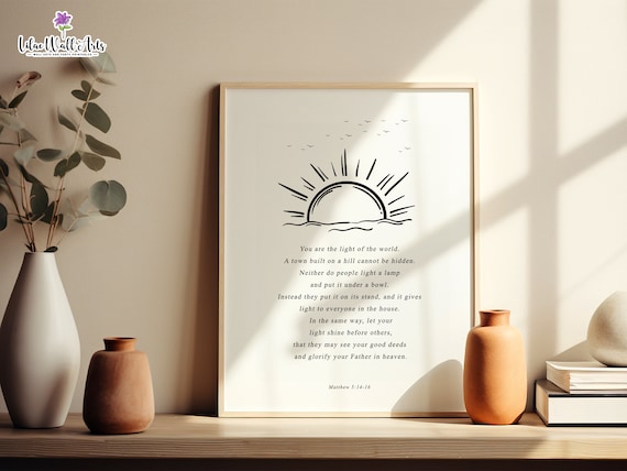 Matthew 514 16 Sunrise Line Art You Are The Light Christian Poster