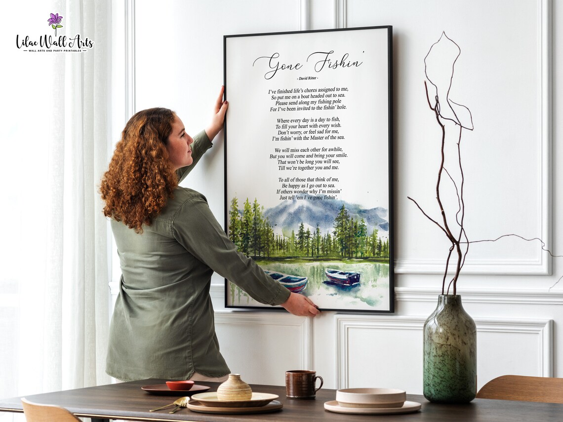 Gone Fishing Poem Memorial Fishing Art Print - Image 2