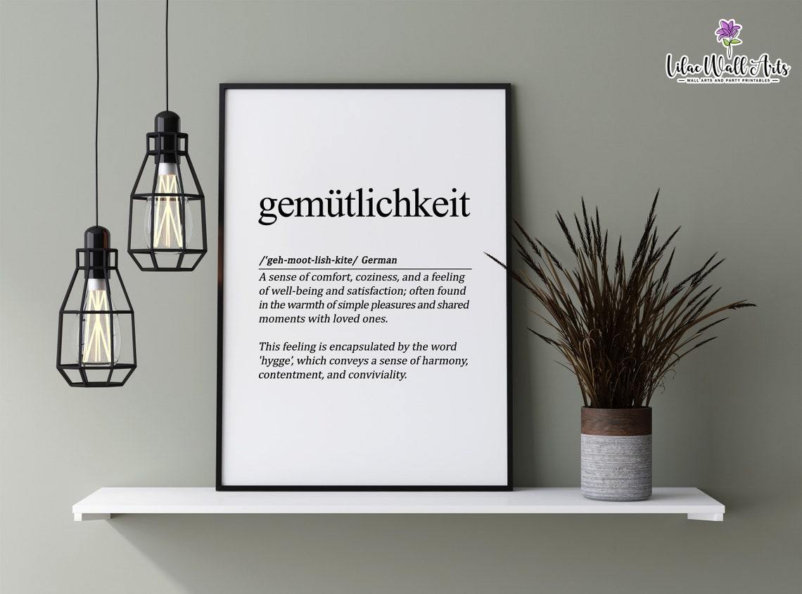 Gemutlichkeit German Definition Cozy Contentment Hygge Word Art Poster - Image 2