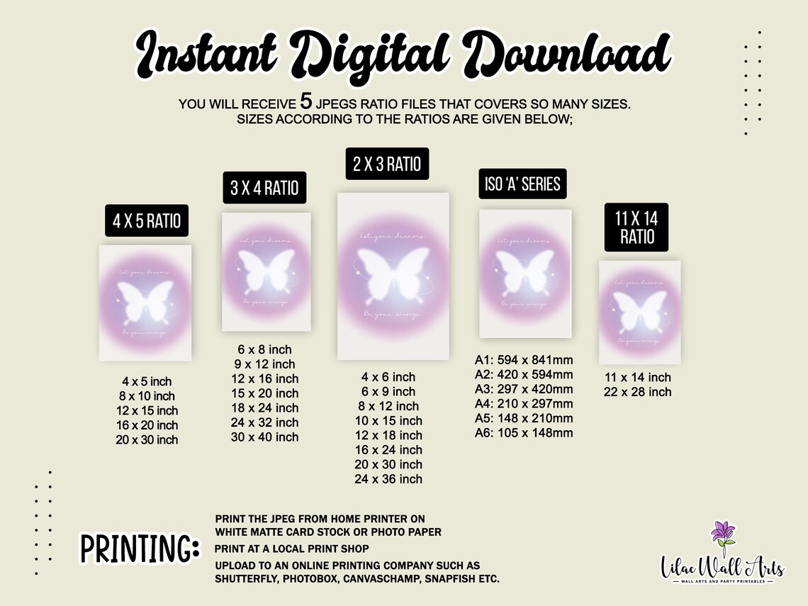 Let Your Dreams Be Your Wings Purple Aura Butterfly Quote Poster - Image 5