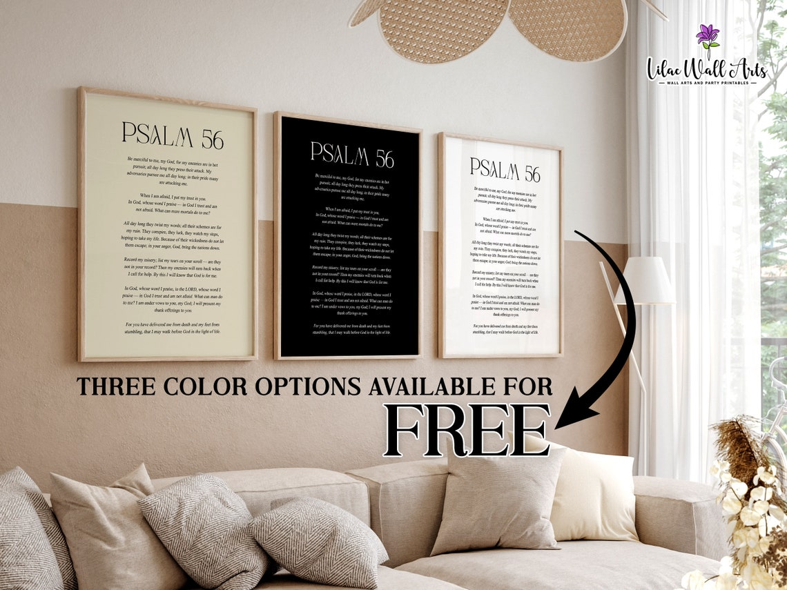Psalm 56 When I Am Afraid Psalm Famous Bible Verses Biblical Wall Art Modern Christian Based Art Psalm Poster Daily Scripture - Image 5
