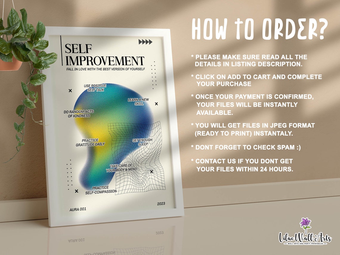 Self Improvement Blue Green Aura Gradient Personal Growth Quote Poster - Image 3