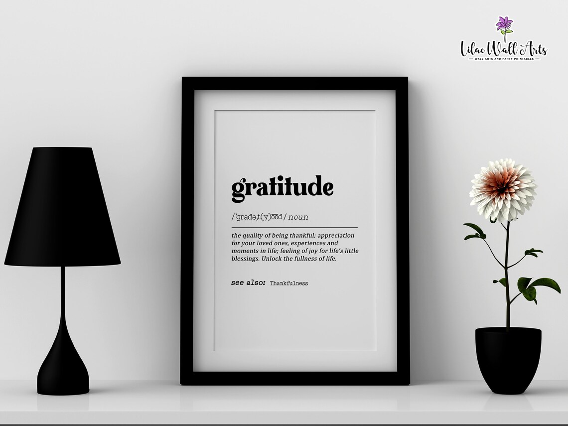 Gratitude Definition Inspirational Quote Art Print - Image 4