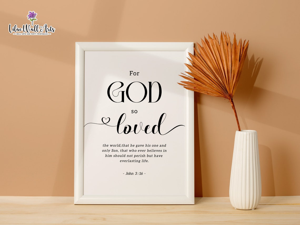 John 3:16 For God So Loved Minimalist Christian Scripture Poster - Image 3