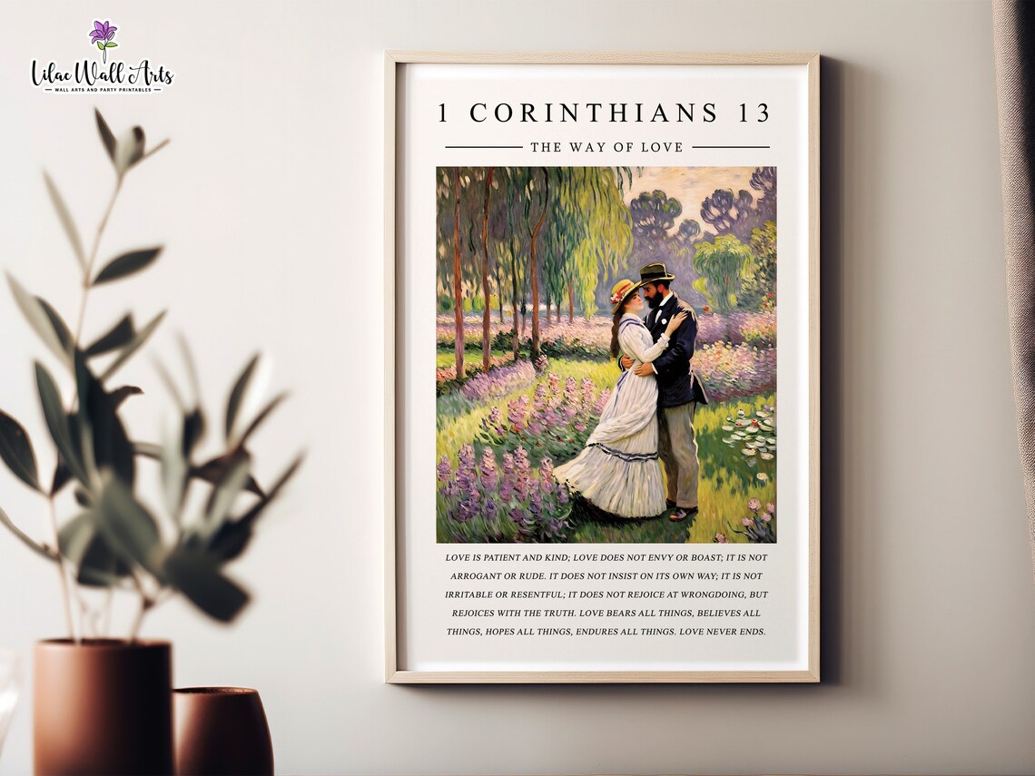 1 Corinthians 13 The Way Of Love Vintage Couple Garden Poster - Image 4