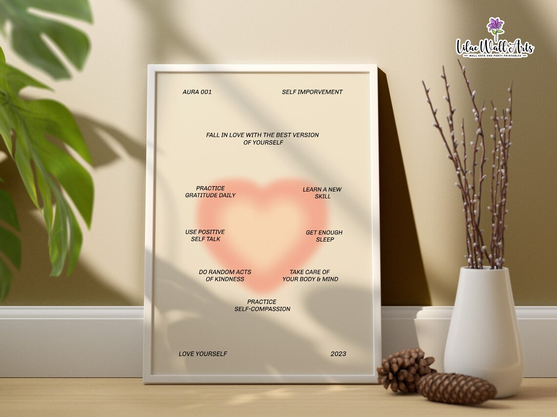 Self Improvement Pink Heart Aura Positive Mindset Self Love Poster - Image 6