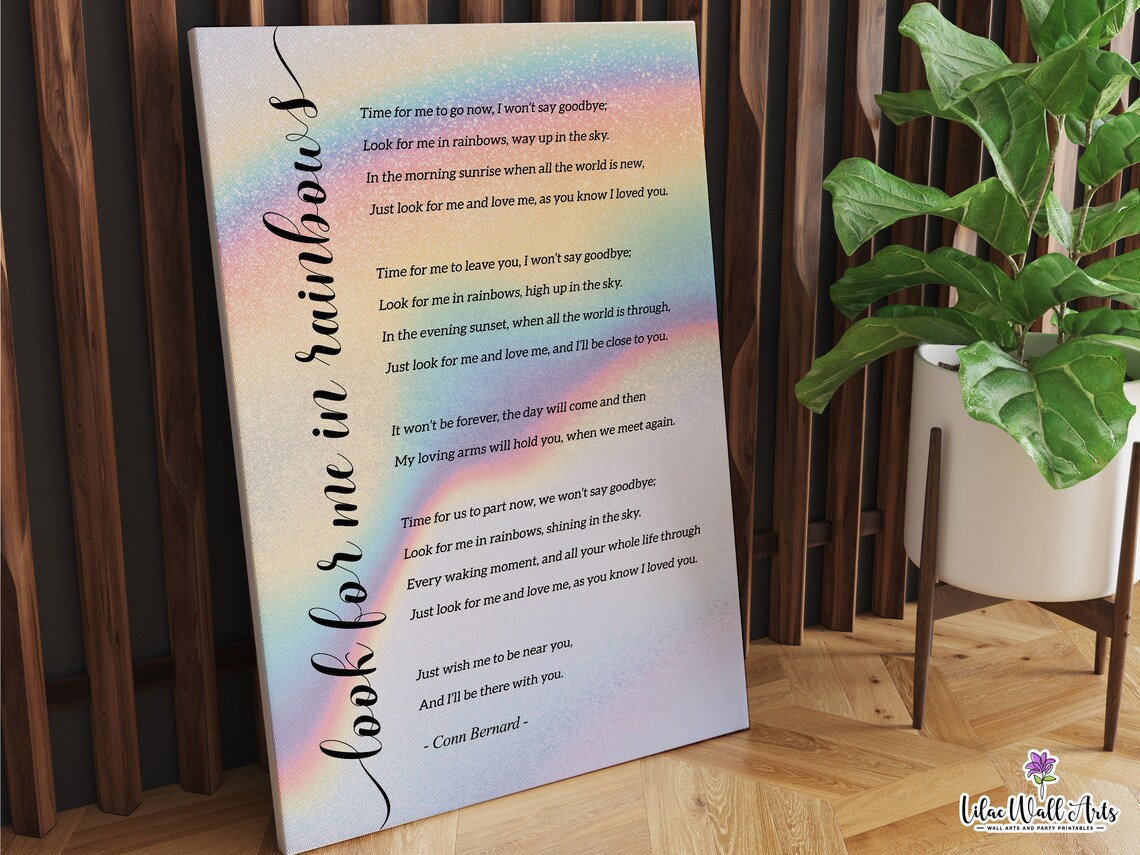 Look For Me In Rainbows Funeral Poem Memorial Print