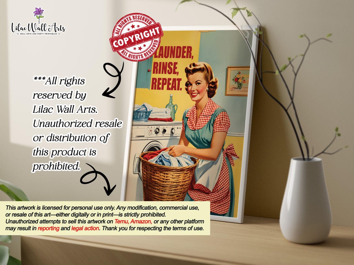 Launder Rinse Repeat Retro Vintage Laundry Room Housewife Poster - Image 3