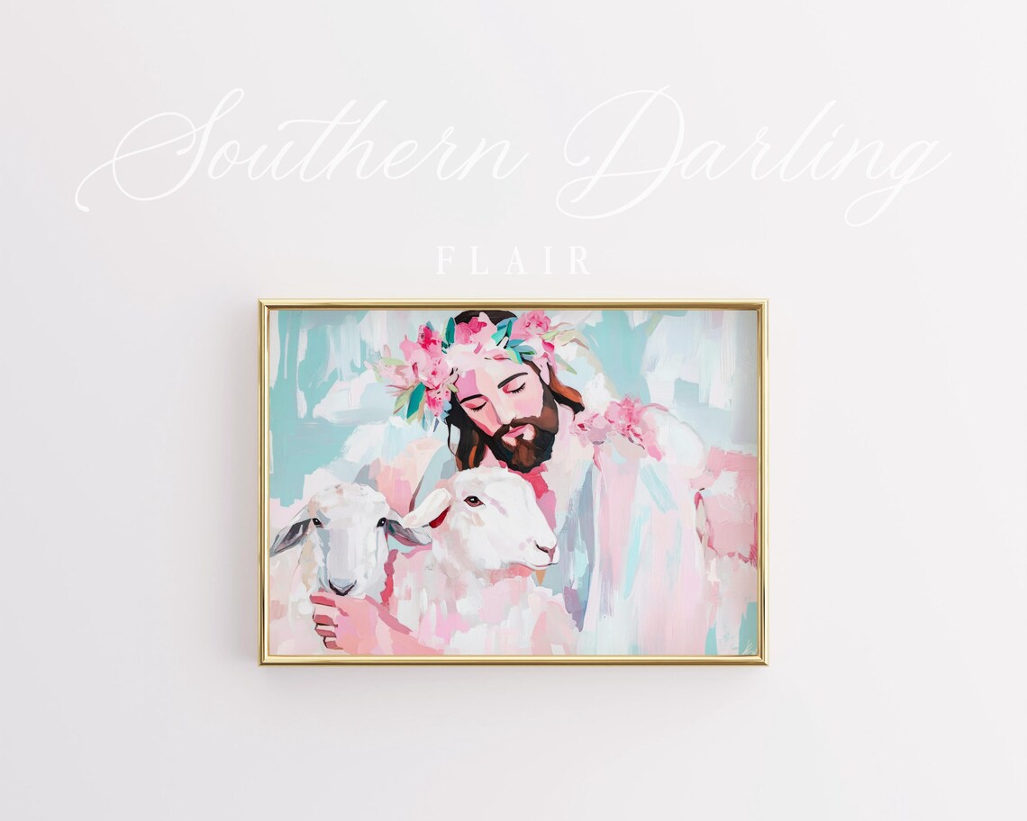 Pastel Abstract Jesus Shepherd Art Print, Modern Bible Art - Image 3