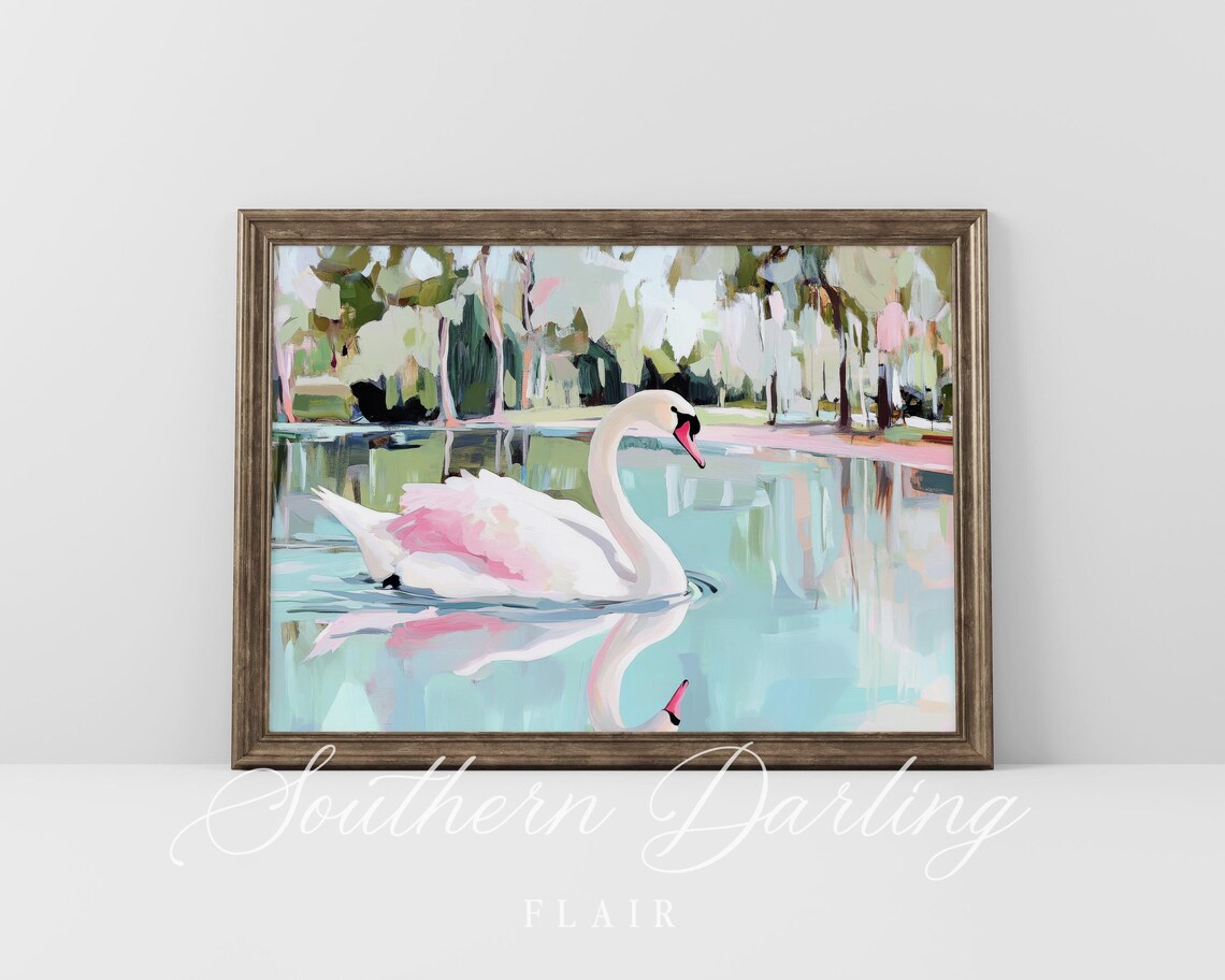 Whimsical Swan Painting, Romantic Coquette Art Print - Image 3