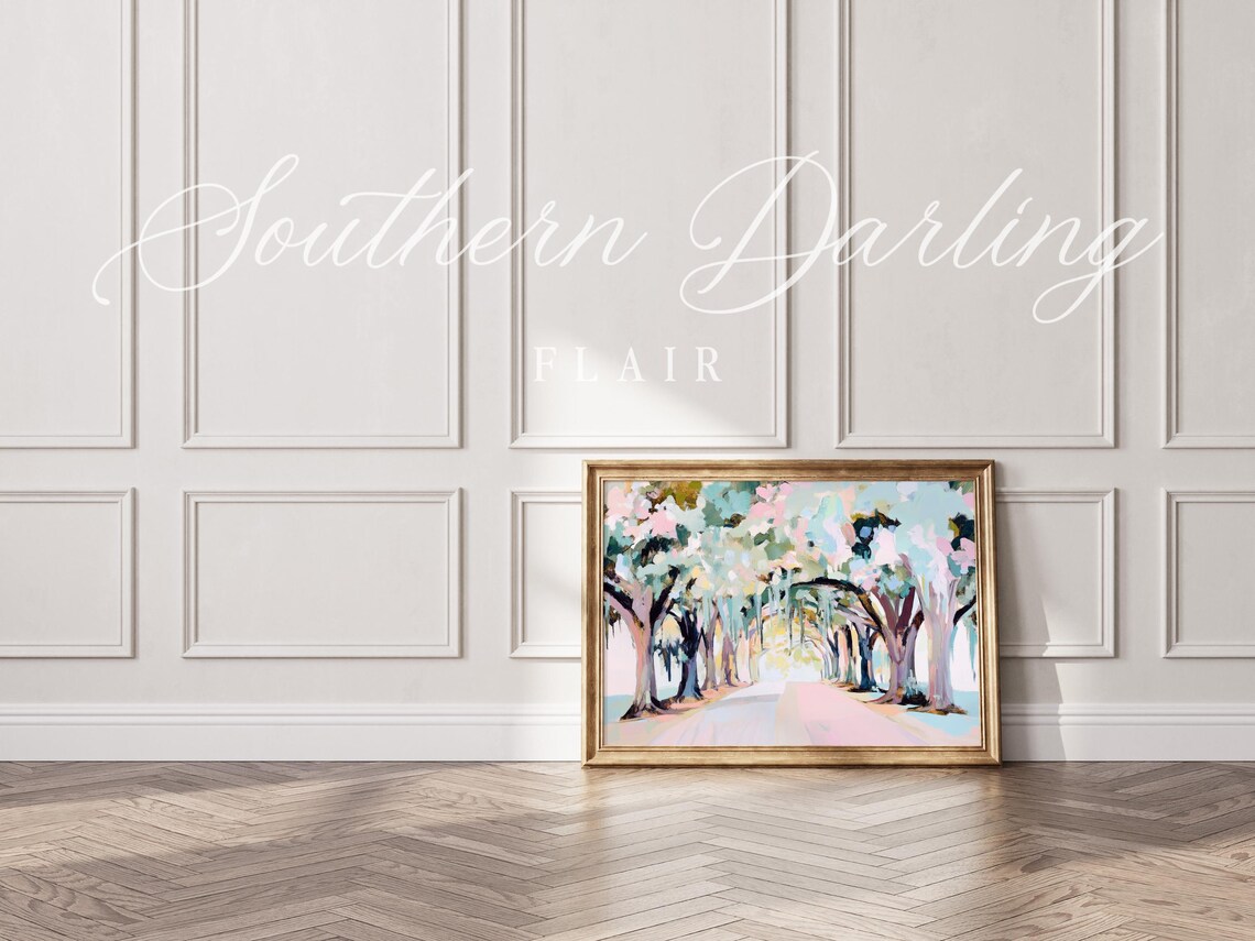 Savannah Live Oak Trees Canopy Road, Pastel Art Print - Image 3