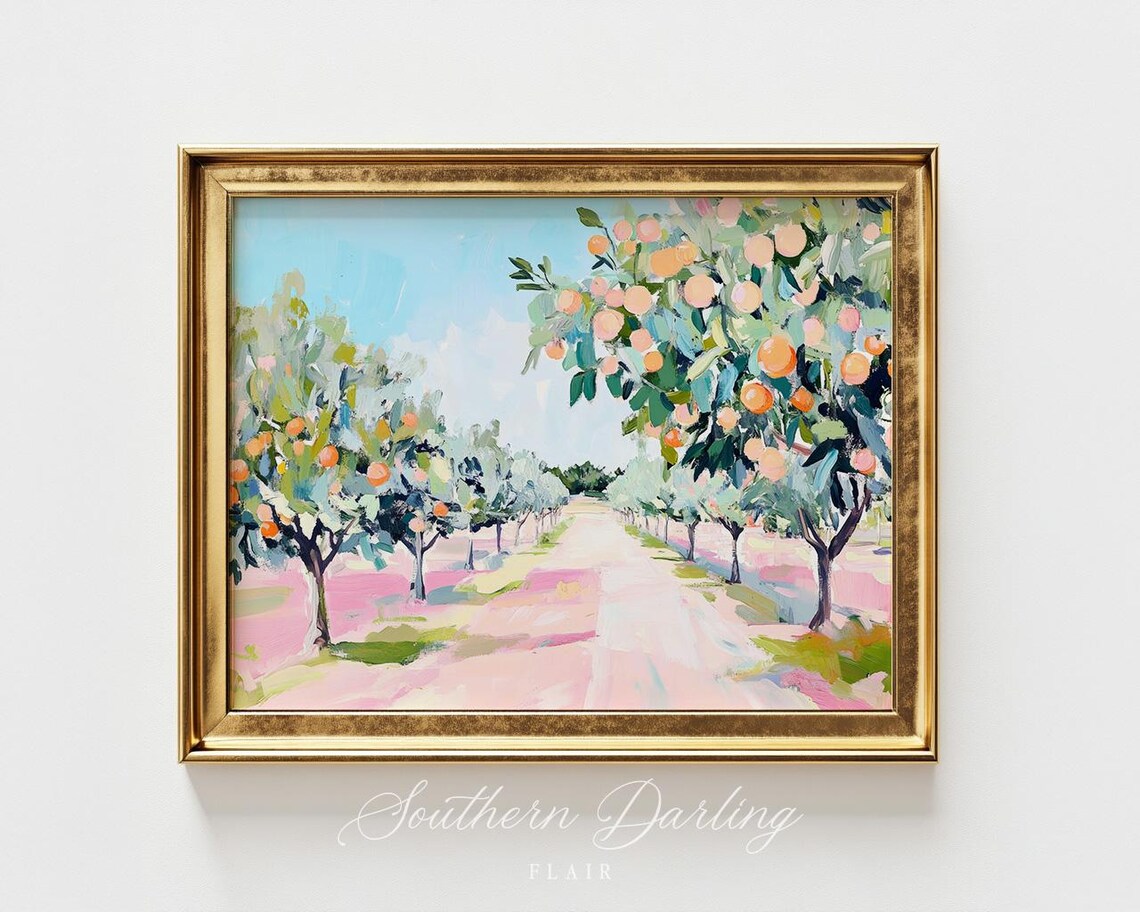 Florida Orange Grove Art Print, Grandmillennial Style