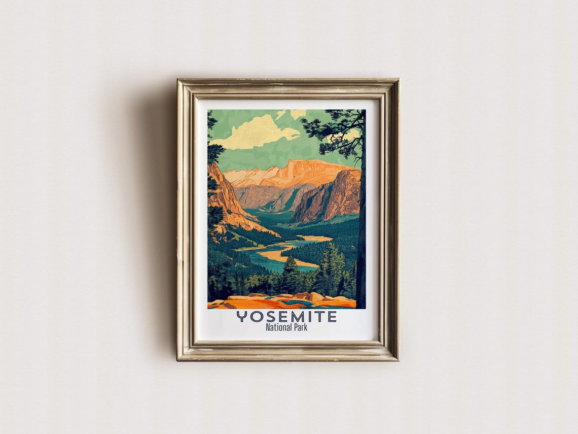Yosemite National Park Iconic Valley View Vintage Travel Poster - Image 2