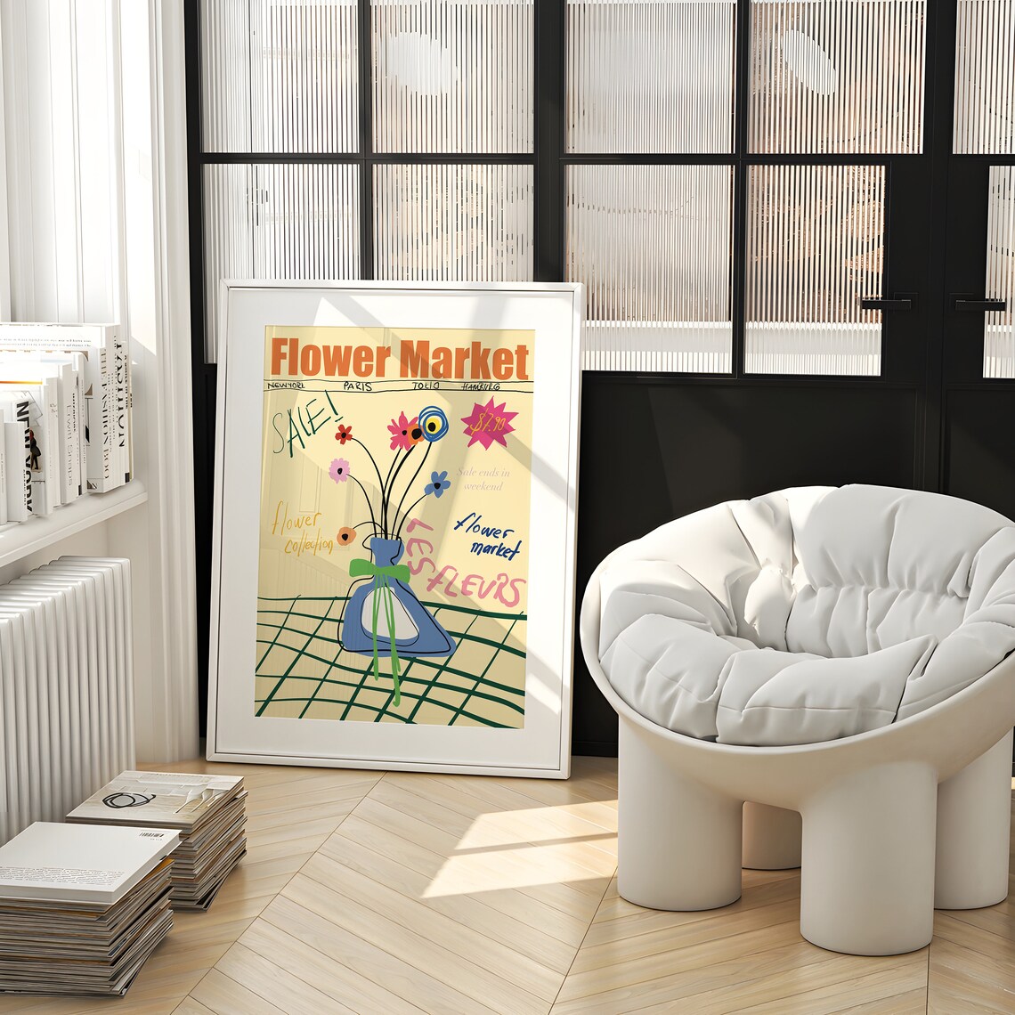 Playful Flower Market Bold Typography Flower Vase Sale Poster - Image 2