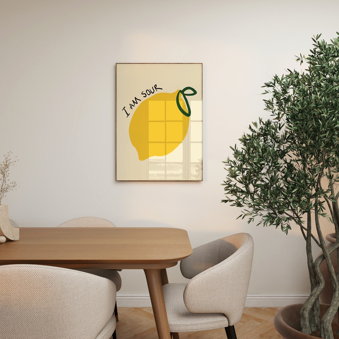I Am Sour Yellow Lemon Minimalist Fruit Quote Kitchen Poster - Image 2