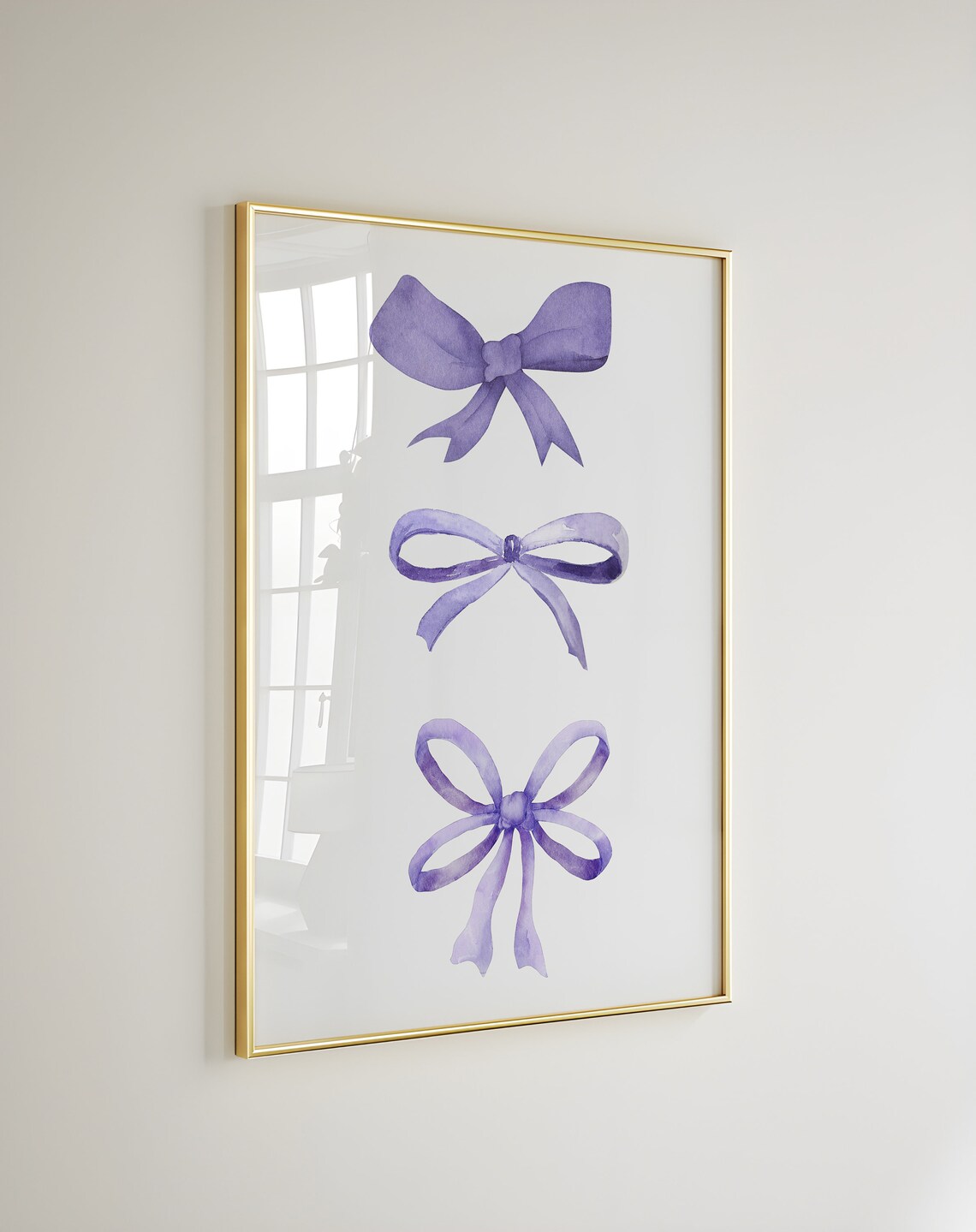 Lavender Purple Watercolor Bows Vertical Trio Coquette Poster - Image 2