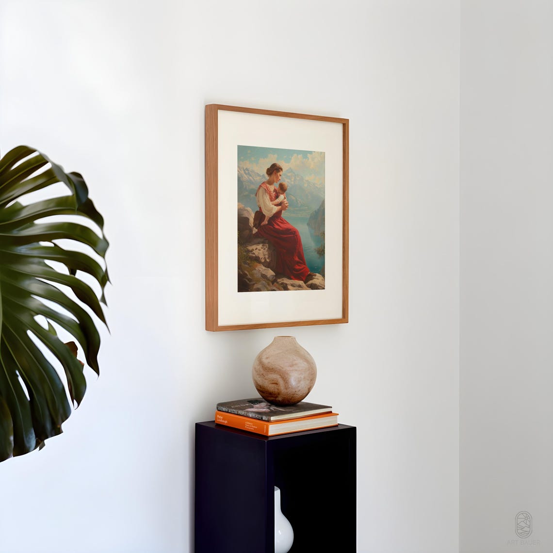 Woman Holding Her Baby Framed Print Motherhood Artwork Mother And Child Print Motherhood Art Gift For Mom - Image 4