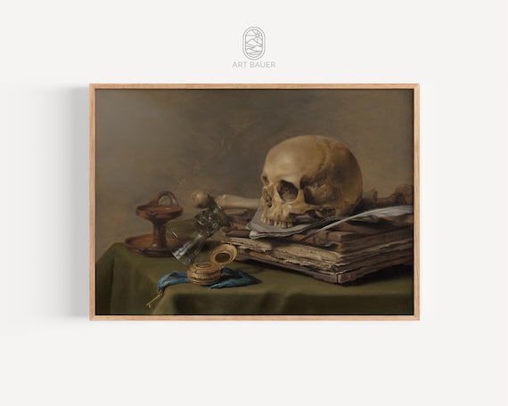 Pieter Claesz Vanitas Still Life 1630 Skull Pocket Watch Books Art Print