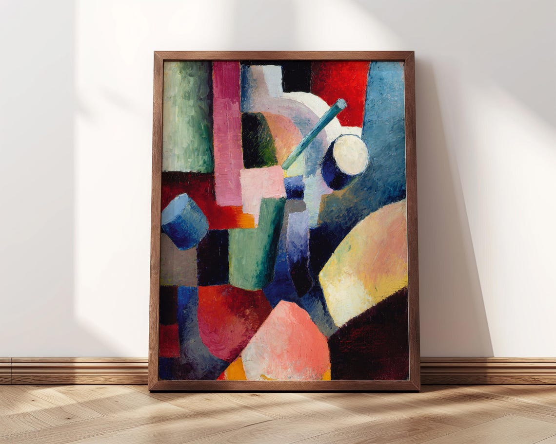 Macke Colored Composition of Forms Abstract Geometric Painting Print - Image 5