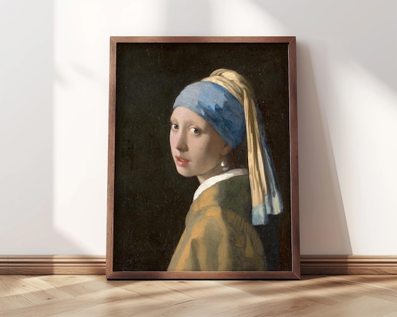Vermeer Girl With Pearl Earring Blue Turban Iconic Portrait Classic Poster