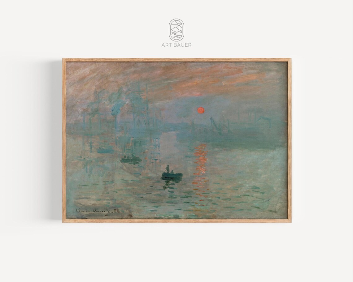 Monet Impression Sunrise Le Havre Harbor Orange Sun Mist Boats Print