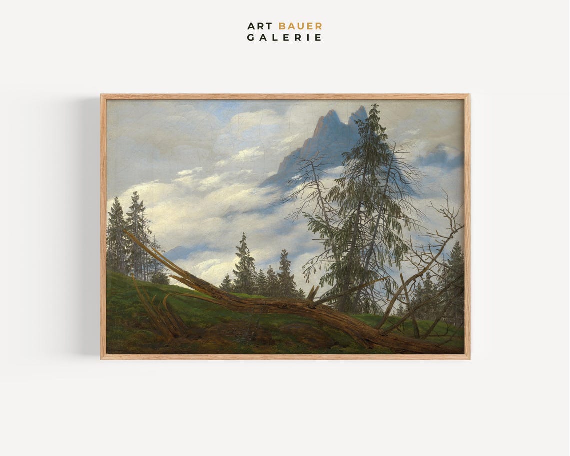 Mountain Peak With Drifting Clouds Framed Print Caspar David Friedrich 1835 German Art Mountain Landscape Nature Art - Image 5